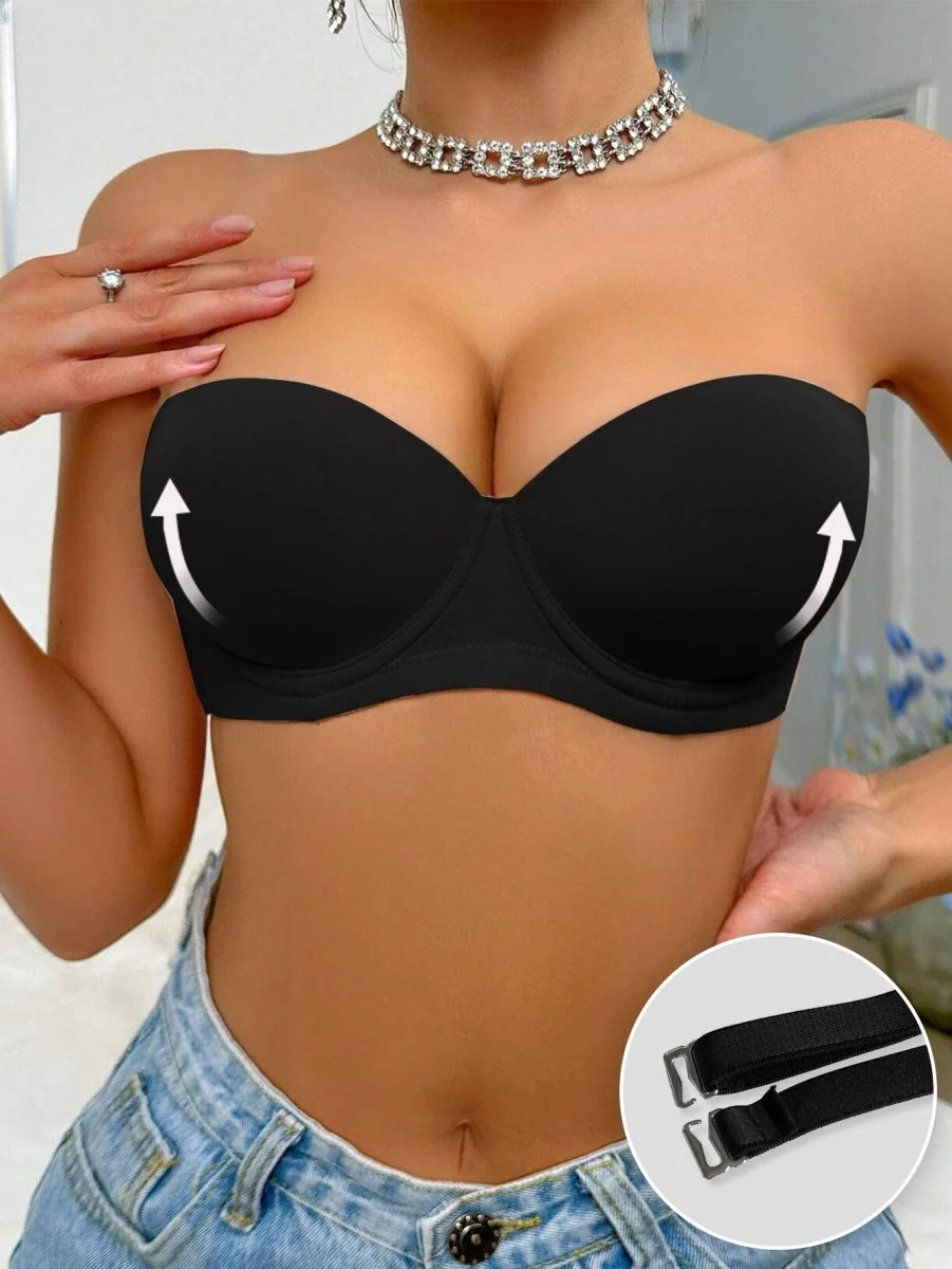 Convertible Strapless Minimizer Bandeau Bra Underwire Unlined for Large Bust - Image 7