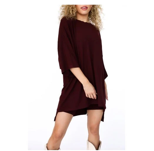 Crewneck Two-Piece Set For Women Summer Casual Oversized Split Hem Shirts & Side Pocket Biker Shorts Minimalist Lounge Wear Soft Viscose Fabric Comfy Homewear Cozy Pjs - Image 20