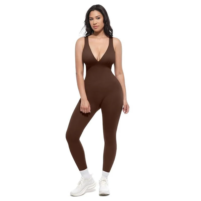 Deep V Shapewear with Chest Support Breathable High-Waisted Tummy Control Jumpsuit - Image 4