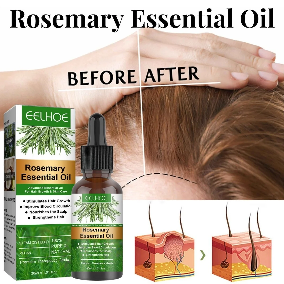 Rosemary Anti-Breakage Nourishing Hair Care Oil (One Free with Therapy Brush) - Image 4